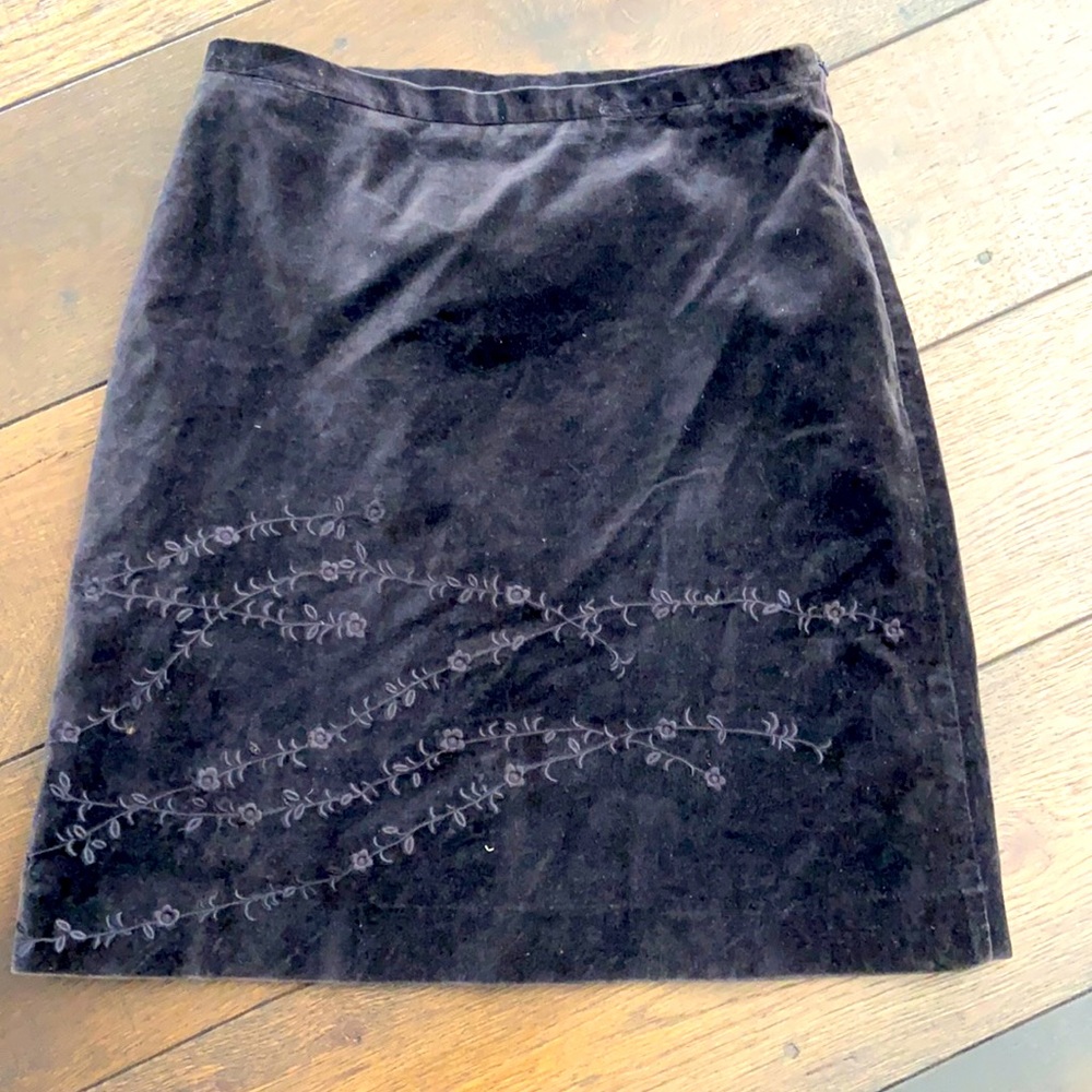 j. crew black velvet skirt